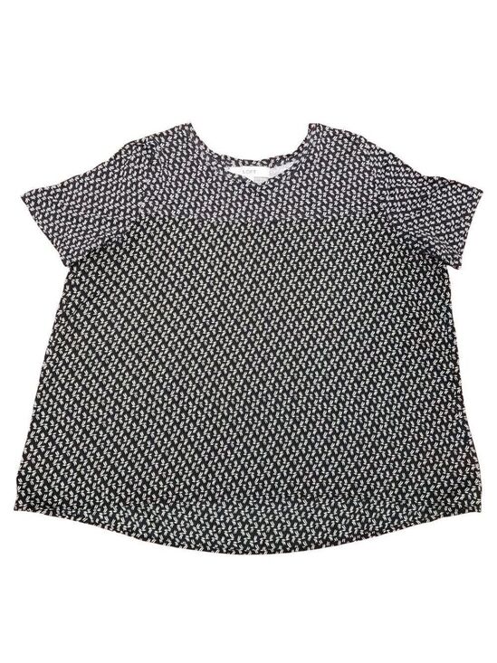LOFT Tops - LOFT Black & White Printed Short Sleeve Blouse Women’s Large